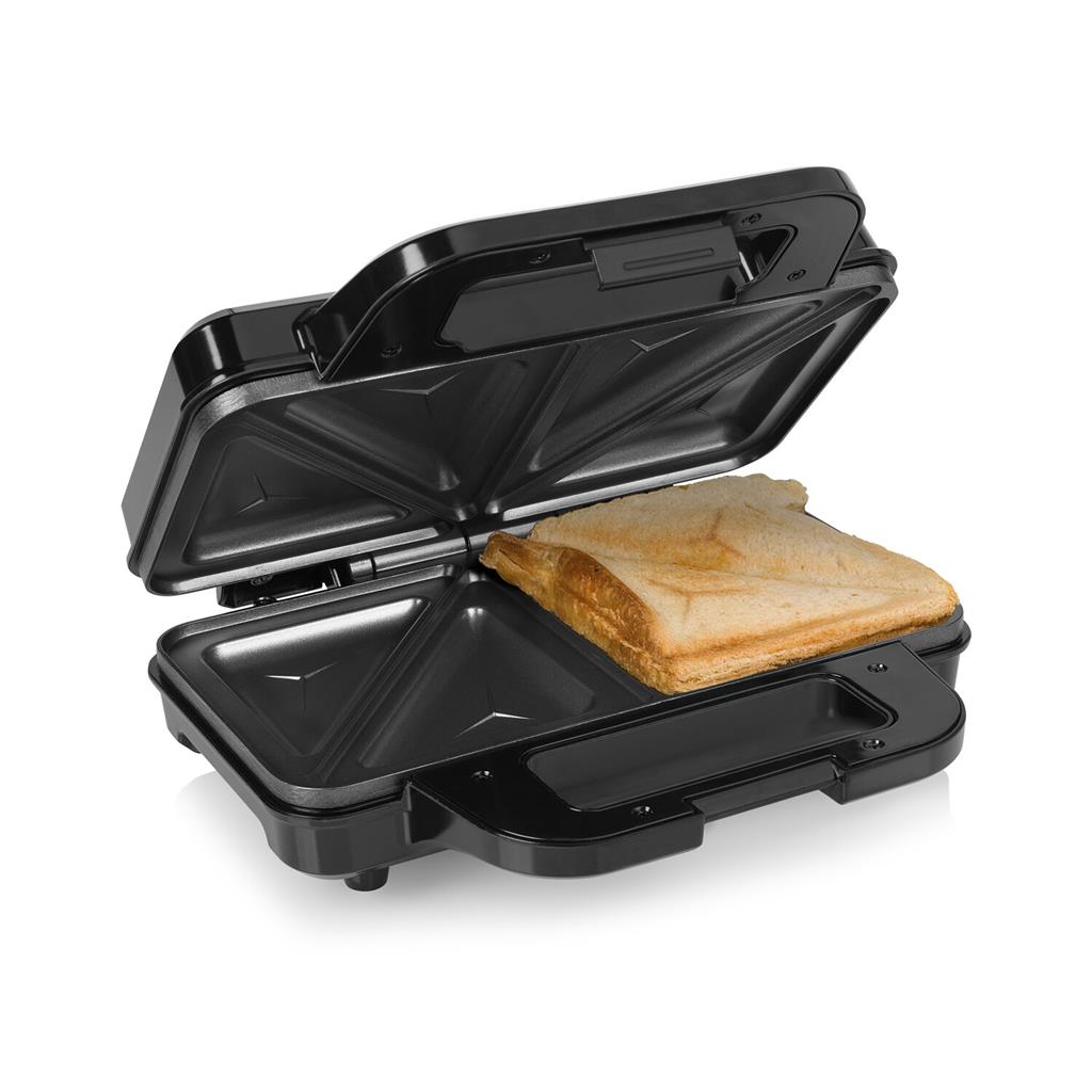 Sandwichera - ADLER EUROPE AD3055, Sandwichera, 4 Sandwiches, Placas  Antiadherentes, Tostado Perfecto, Acero Inoxidable, Compac, 2000 W, Negro