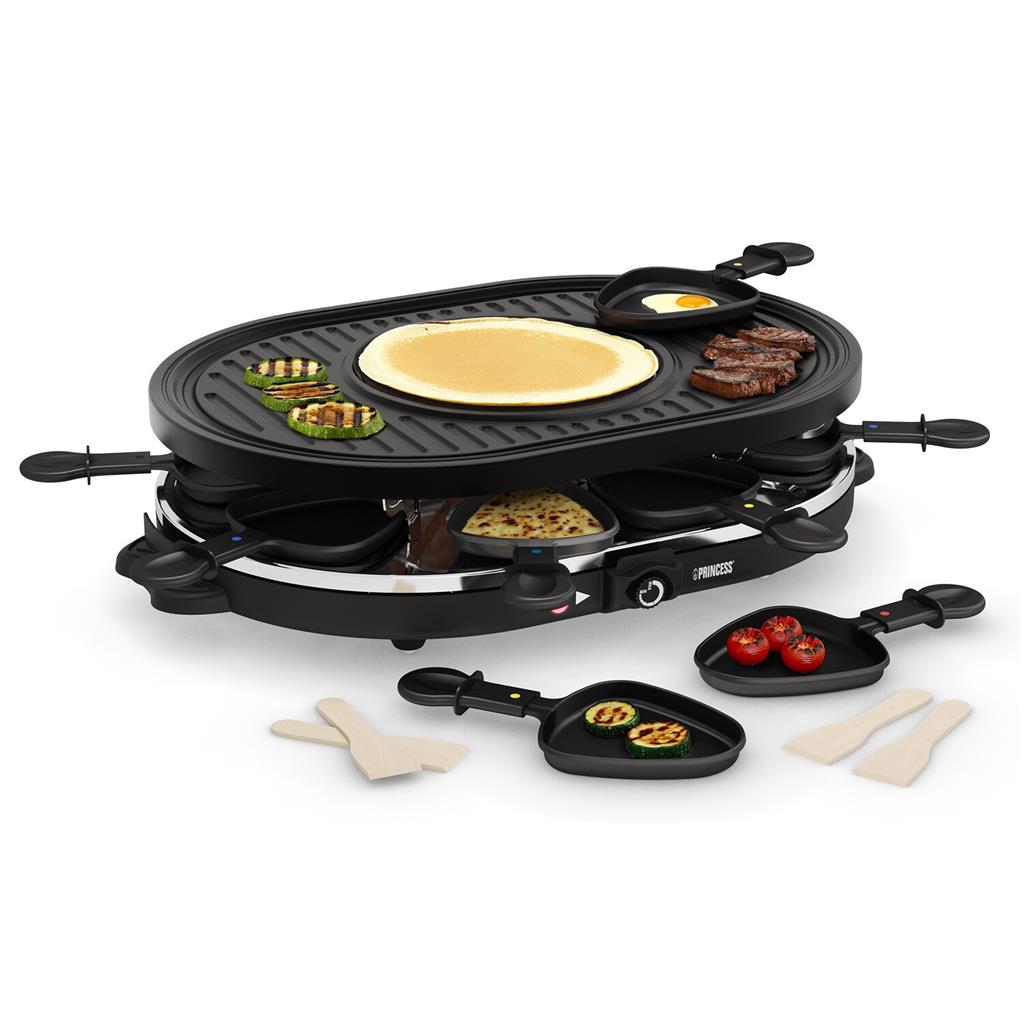 Goed opgeleid duurzame grondstof Uitwerpselen Princess 01.162700.01.001 Raclette 8 Oval Grill Party | Princess