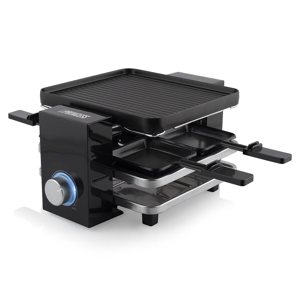 Princess 162915 Raclette Piano Negro 4 personas