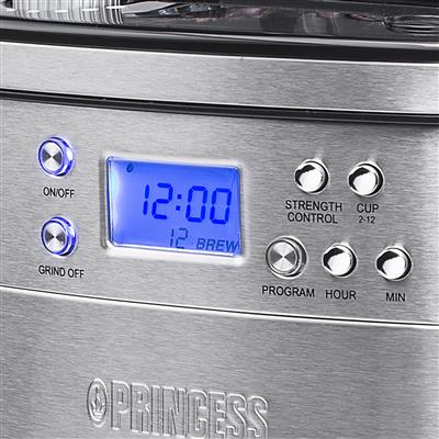 Princess 01.249406.09.001 Cafetière avec broyeur integré S/S DeLuxe